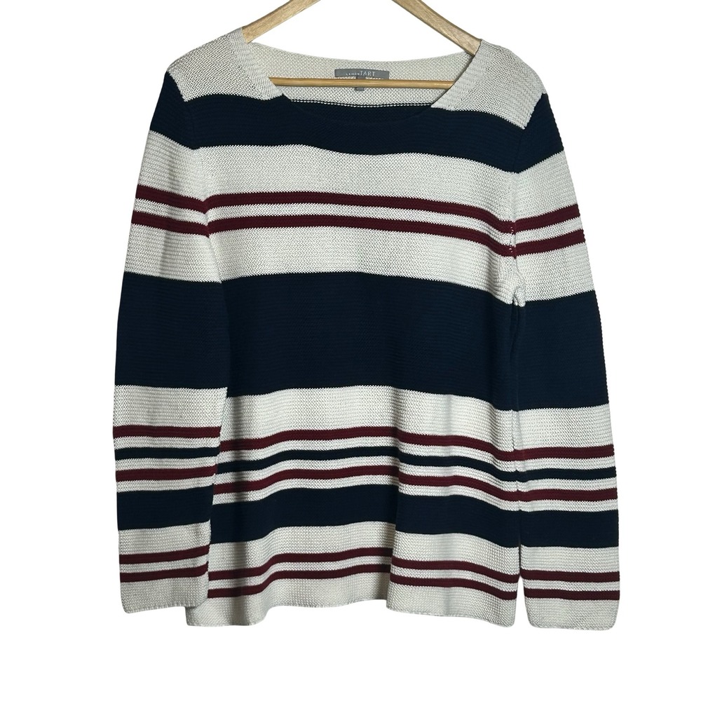 LEMON TART Striped Knit Sweater Women's Size Large Nautical Soft Lightweight